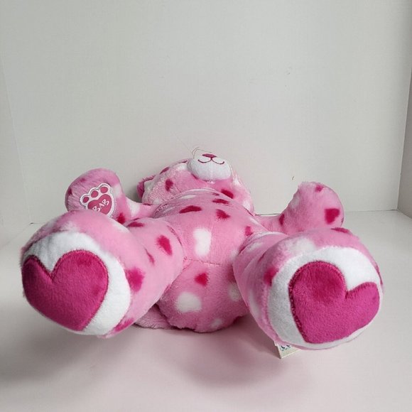 Build A Bear Workshop Plush Cat Kitten Pink White Hearts 17" BAB 2014 Soft Eyes - Picture 12 of 16